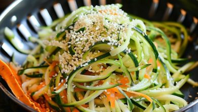salad of raw zucchini grated on a korean carrot grater